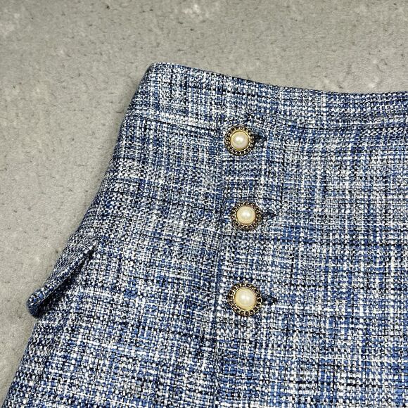 Anthropologie Maeve Skirt Womens Size 8 Blue Plaid Tweed A-Line Mini Skirt - Picture 3 of 10